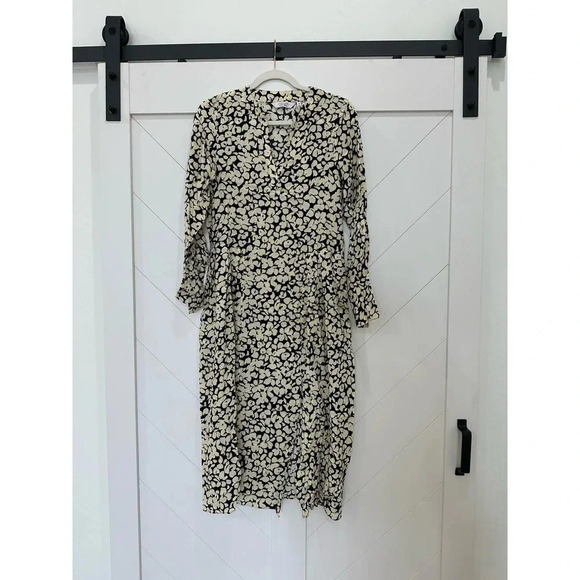 NWT & Other Stories Black and White printed midi dress long sleeve size 0 - Picture 4 of 14